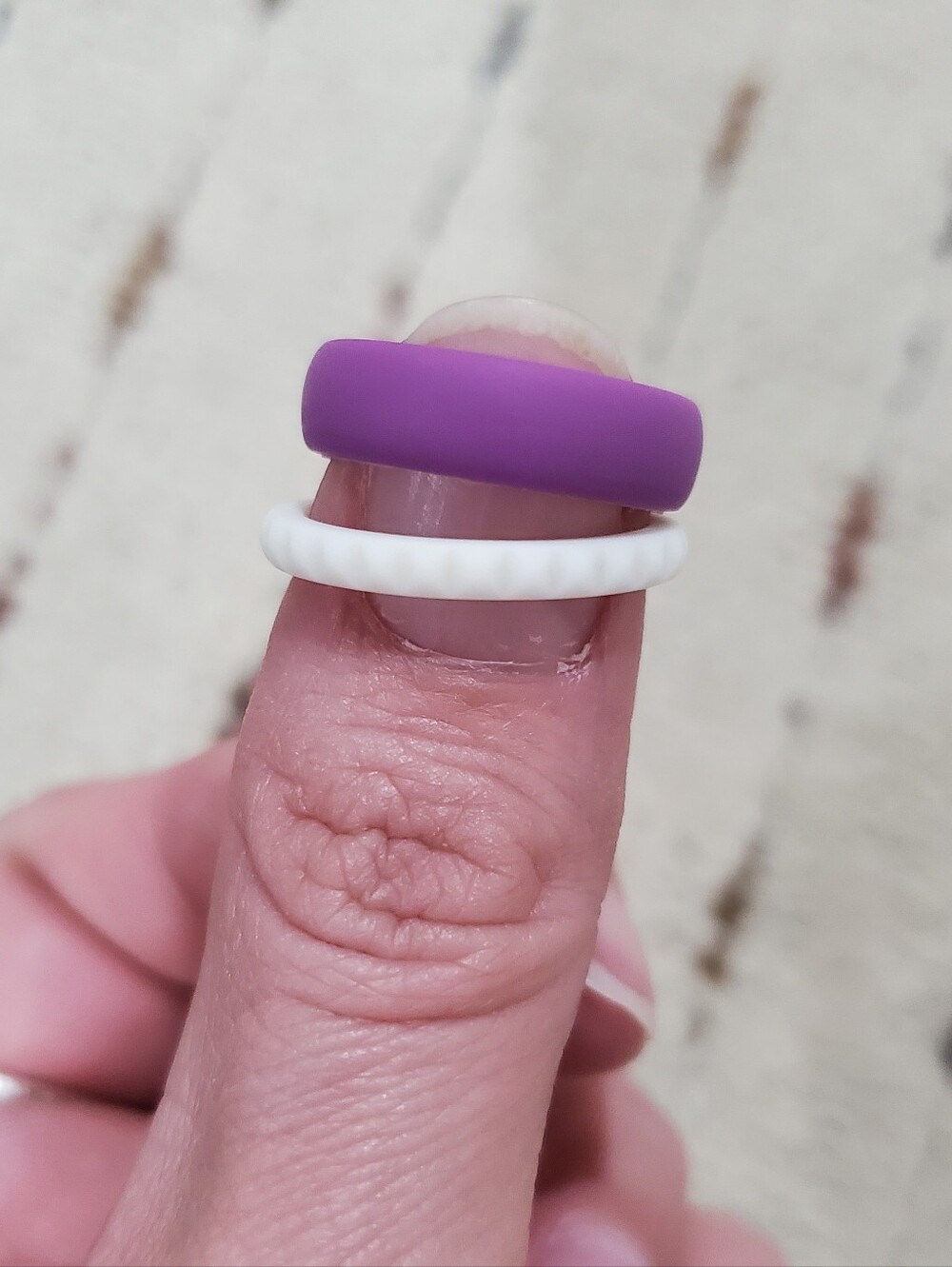 Purple and White Silicone Stackable Rings - Size 5